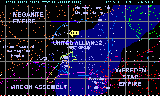 The UNITED ALLIANCE replaces the Solar Group Alliance.  UA Exploration Zones are established (UAWEZ/UAEEZ).   The QUIN'Dax are known but other MEG EXCLUSION ZONES are known only through external reports